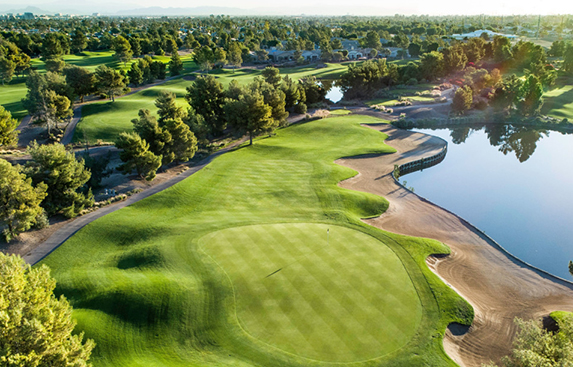 Golf course with water features
